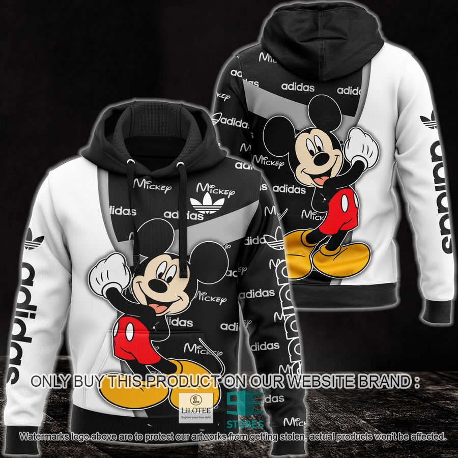 Mickey Mouse Adidas Black white 3D All Over Print Hoodie 9