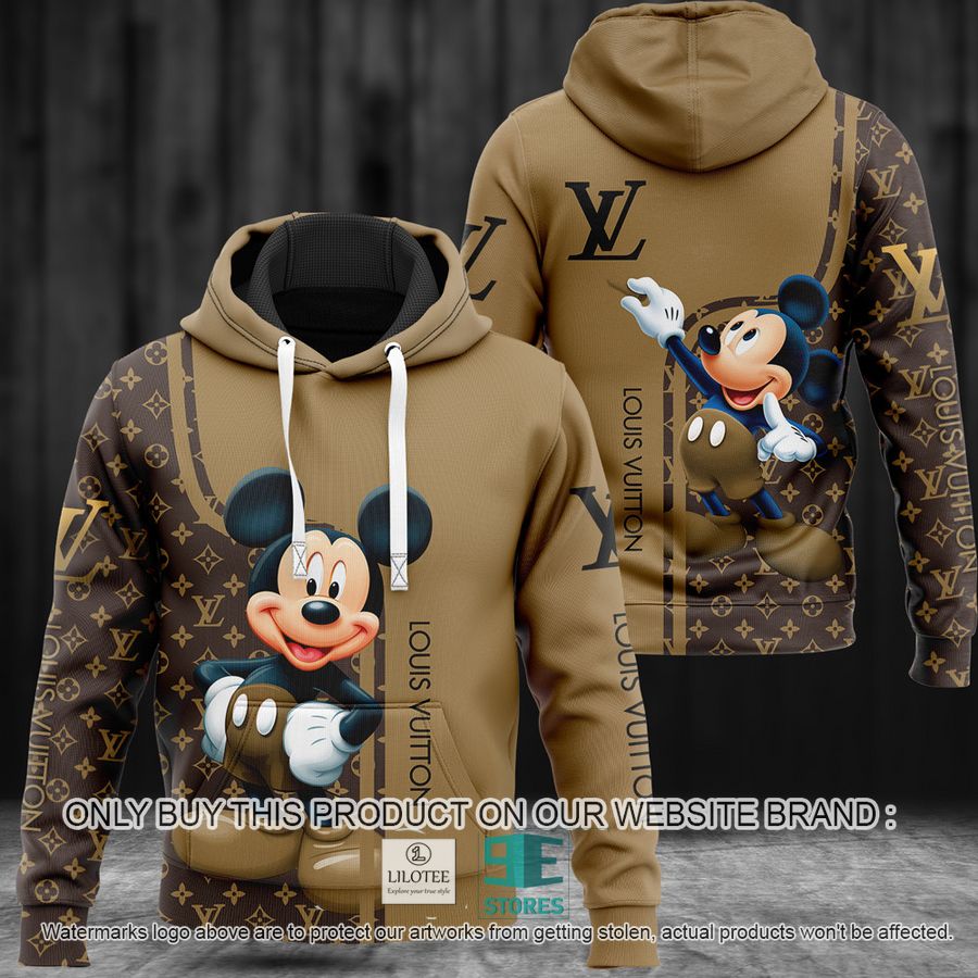 Mickey Mouse Teaching Louis Vuitton Brown 3D All Over Print Hoodie 9