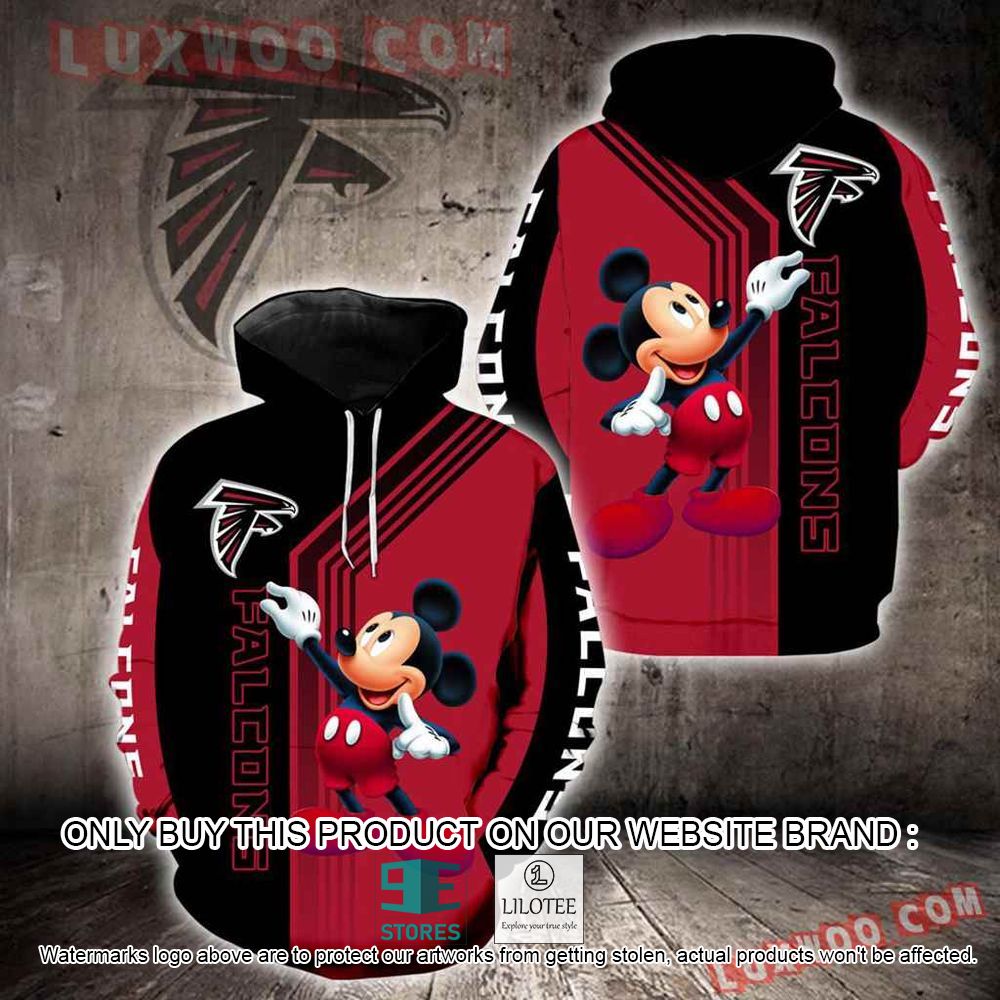 NFL Atlanta Falcons Mickey Mouse Red Black 3D Hoodie - LIMITED EDITION 10