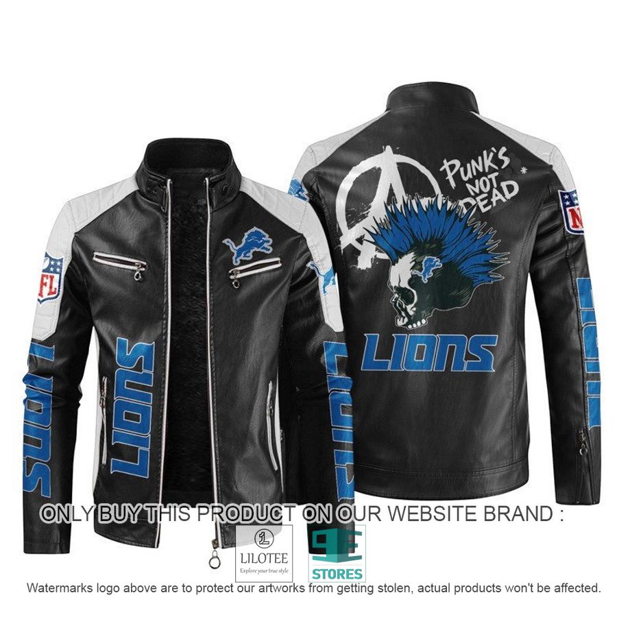 NFL Detroit Lions Punk's Not Dead Skull Block Leather Jacket - LIMITED EDITION 10