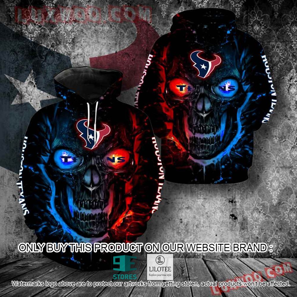 NFL Houston Texans Skull Red Blue 3D Hoodie - LIMITED EDITION 11