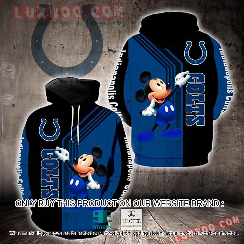 NFL Indianapolis Colts Mickey Mouse Blue Black 3D Hoodie - LIMITED EDITION 11