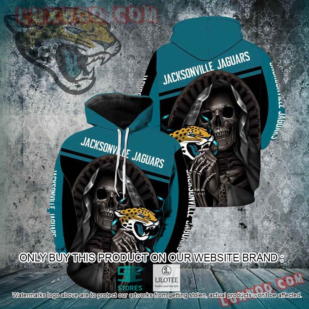 NFL Jacksonville Jaguars Skull Blue Black 3D Hoodie - LIMITED EDITION 11