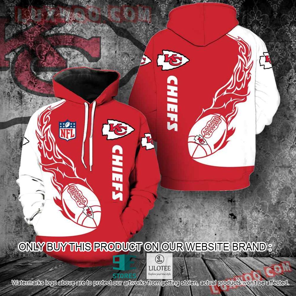 NFL Kansas City Chiefs Fire Red White 3D Hoodie - LIMITED EDITION 11