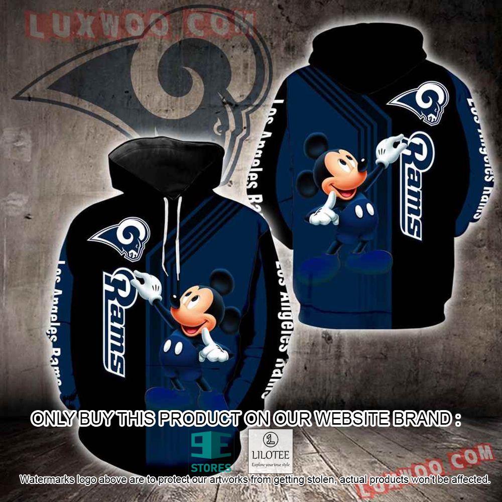 NFL Los Angeles Rams Mickey Mouse Blue Black 3D Hoodie - LIMITED EDITION 11