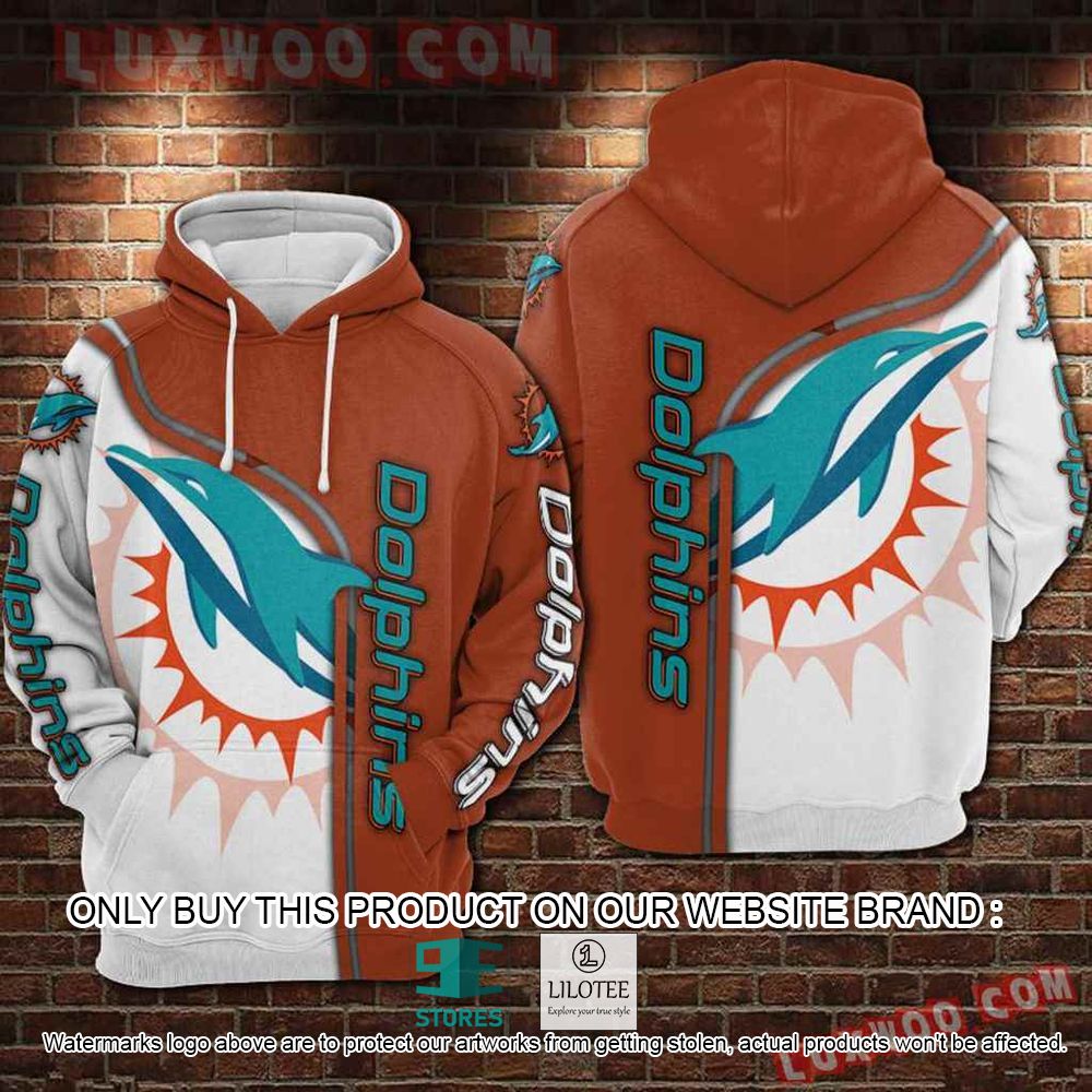 NFL Miami Dolphins Brown White 3D Hoodie - LIMITED EDITION 11