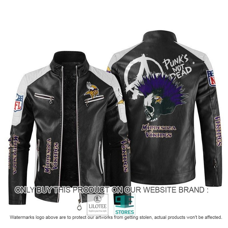 NFL Minnesota Vikings Punk's Not Dead Skull Block Leather Jacket - LIMITED EDITION 11