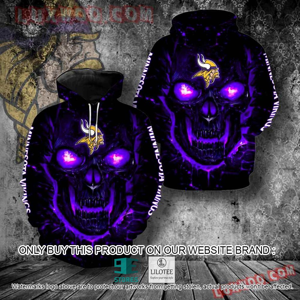 NFL Minnesota Vikings Skull Purple 3D Hoodie - LIMITED EDITION 10