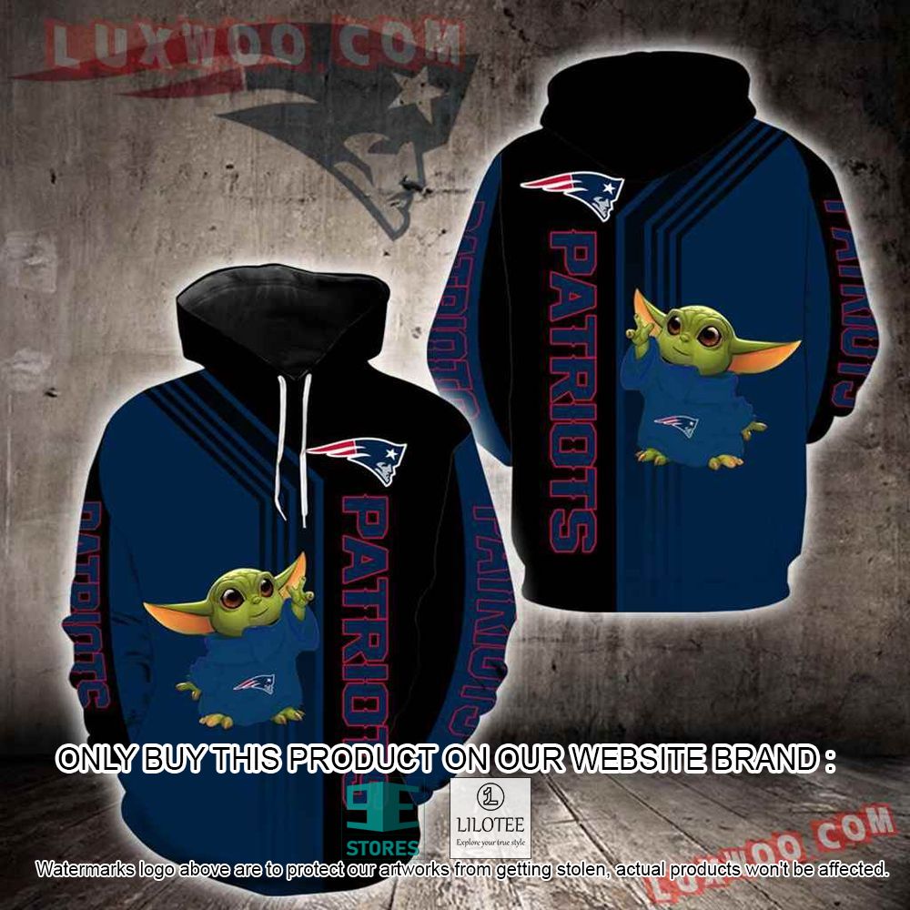 NFL New England Patriots Baby Yoda Navy Black 3D Hoodie - LIMITED EDITION 10