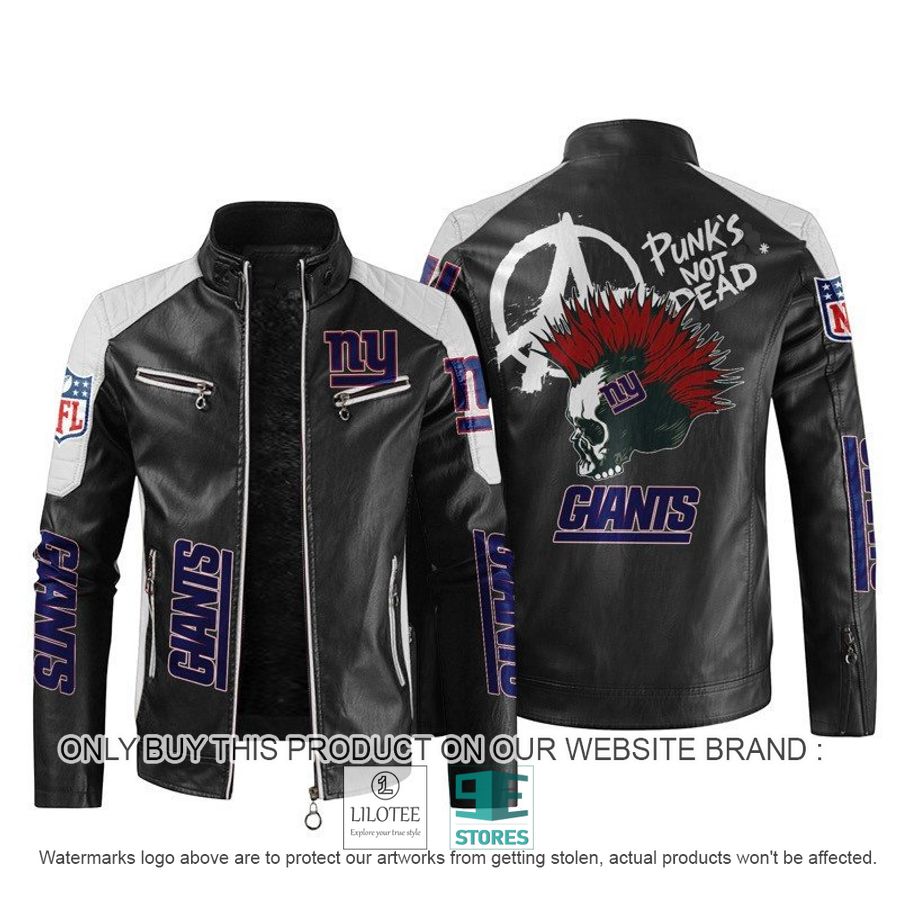 NFL New York Giants Punk's Not Dead Skull Block Leather Jacket - LIMITED EDITION 11