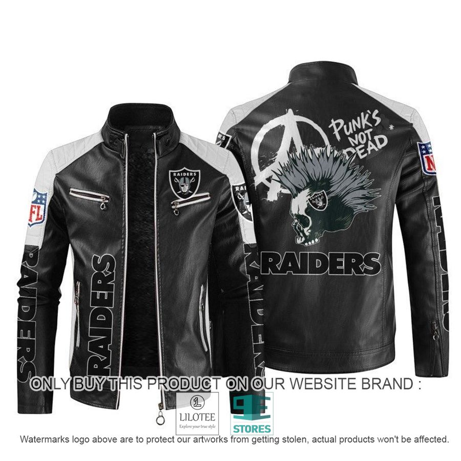 NFL Oakland Raiders Punk's Not Dead Skull Block Leather Jacket - LIMITED EDITION 11