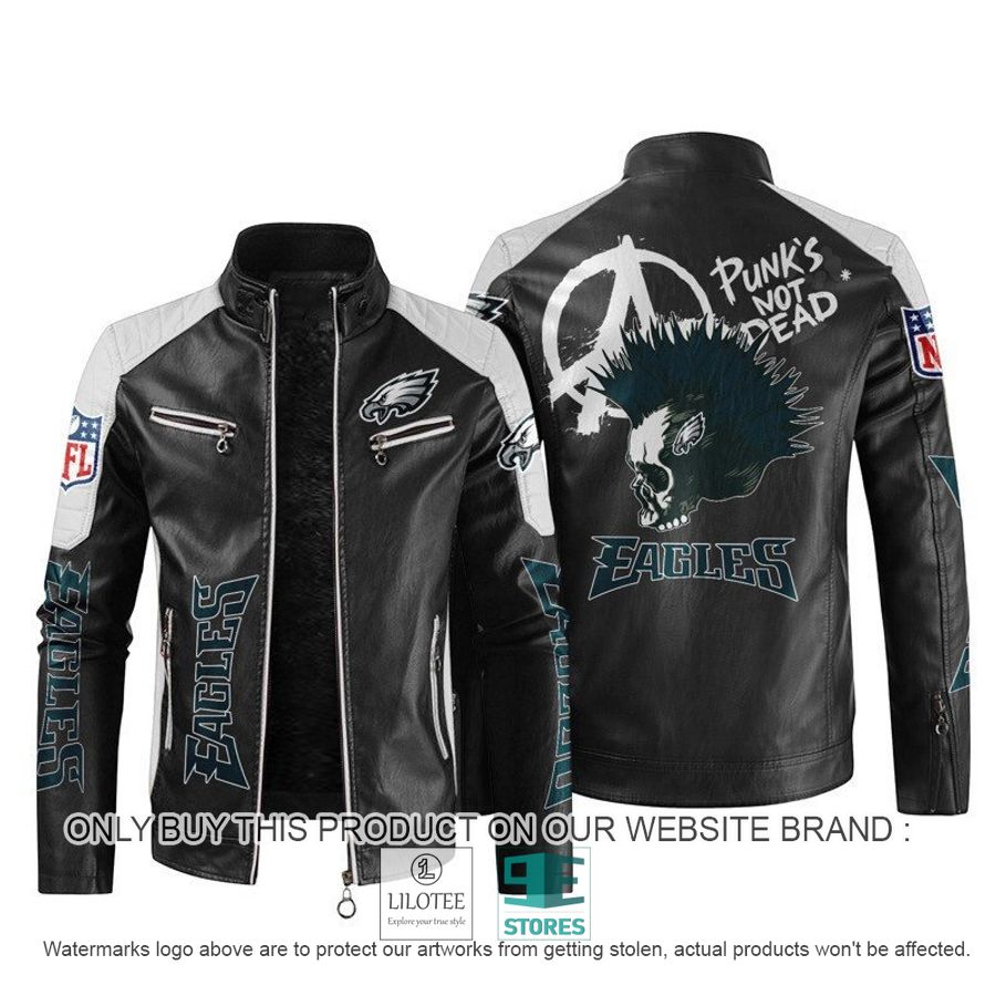 NFL Philadelphia Eagles Punk's Not Dead Skull Block Leather Jacket - LIMITED EDITION 10