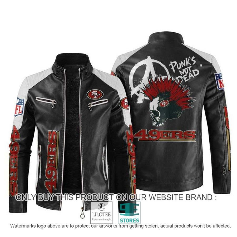 NFL San Francisco 49Ers Punk's Not Dead Skull Block Leather Jacket - LIMITED EDITION 11