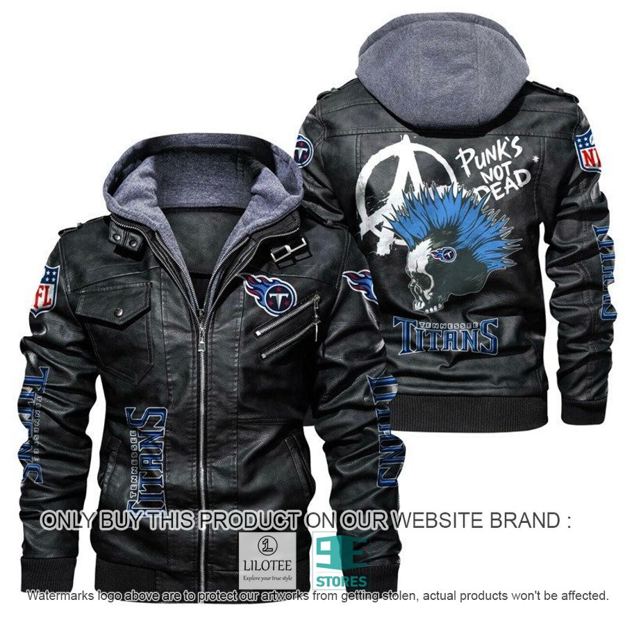 NFL Tennessee Titans Punk's Not Dead Skull Leather Jacket - LIMITED EDITION 4