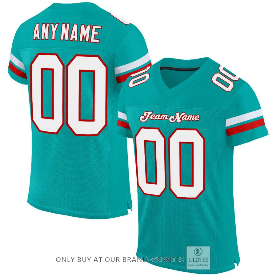 Personalized Aqua White-Red Football Jersey - LIMITED EDITION 33