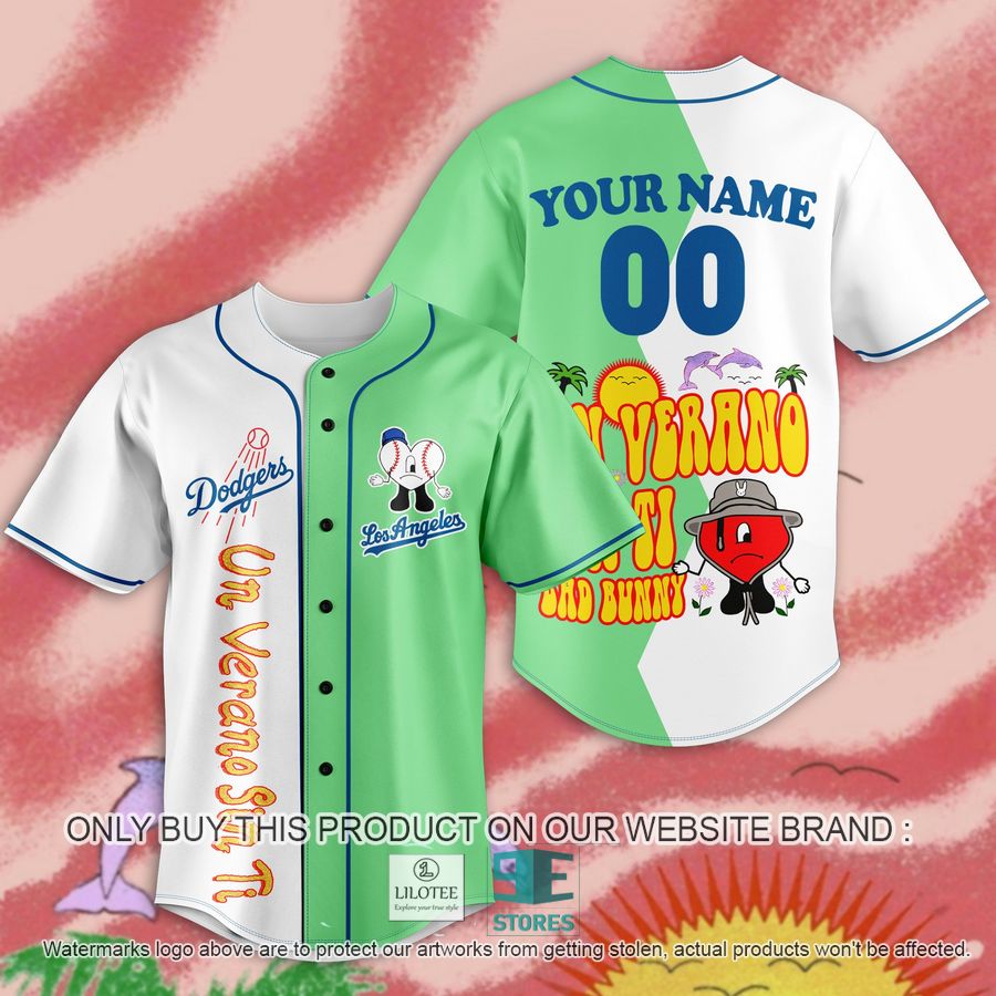 Personalized Bad Bunny Un Verano Sin Ti Dodgers Baseball Jersey 2