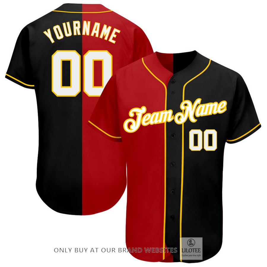 Personalized Black White Red Split Baseball Jersey - LIMITED EDITION 7