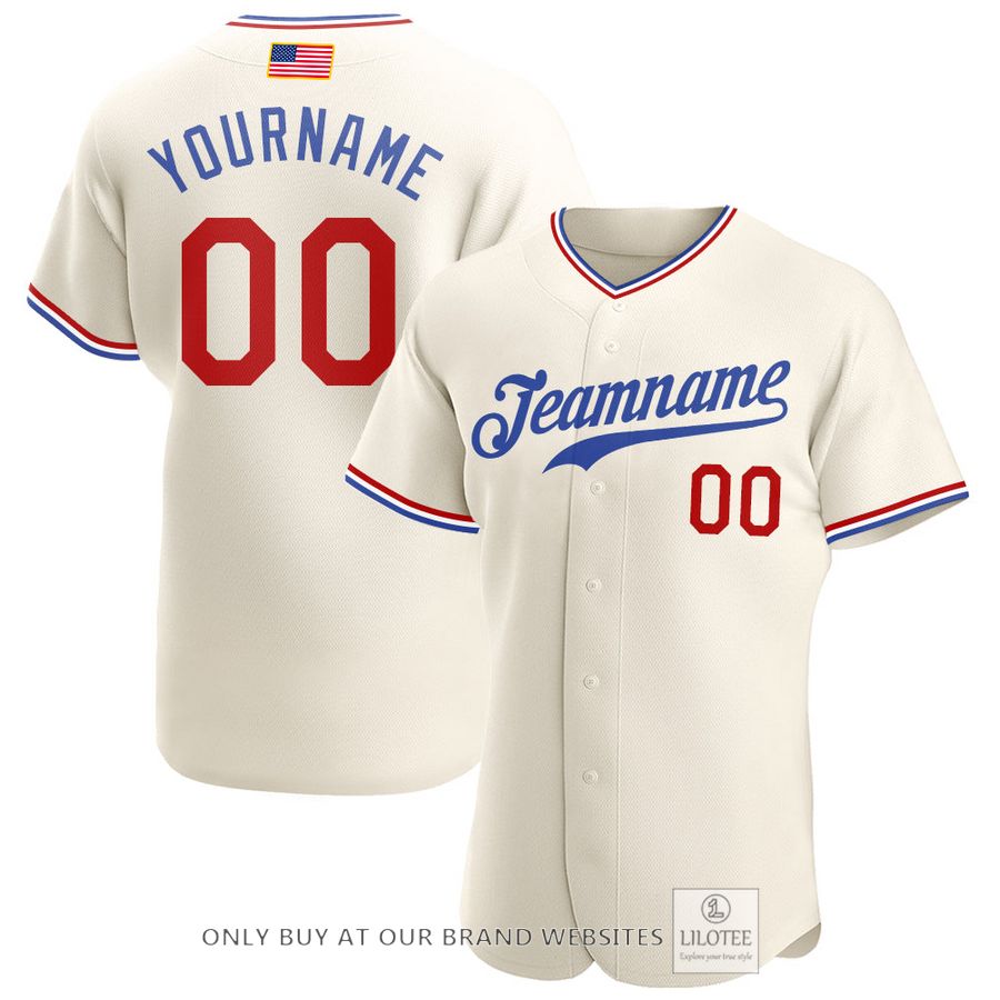 Personalized Cream Red Royal American Flag Baseball Jersey - LIMITED EDITION 7