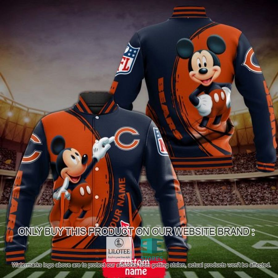Personalized Mickey Mouse NFL Chicago Bears Baseball Jacket - LIMITED EDITION 3
