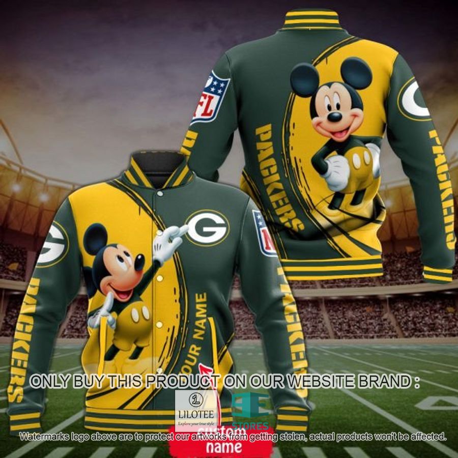 Personalized Mickey Mouse NFL Green Bay Packers Baseball Jacket - LIMITED EDITION 3