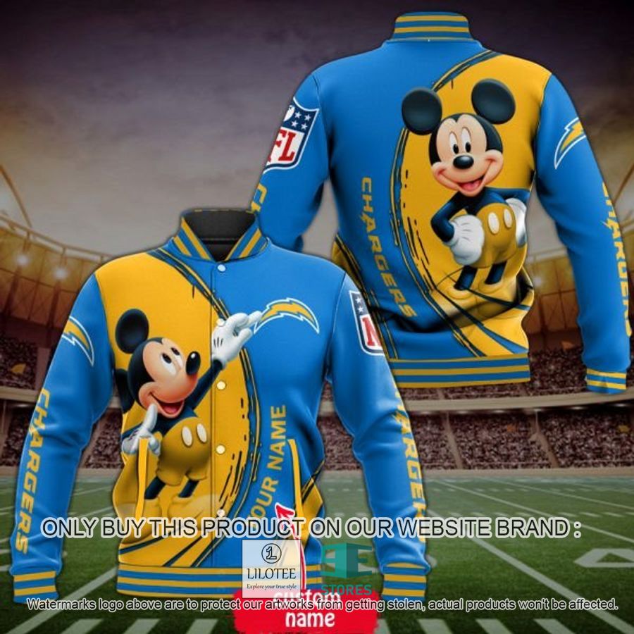 Personalized Mickey Mouse NFL Los Angeles Chargers Baseball Jacket - LIMITED EDITION 2