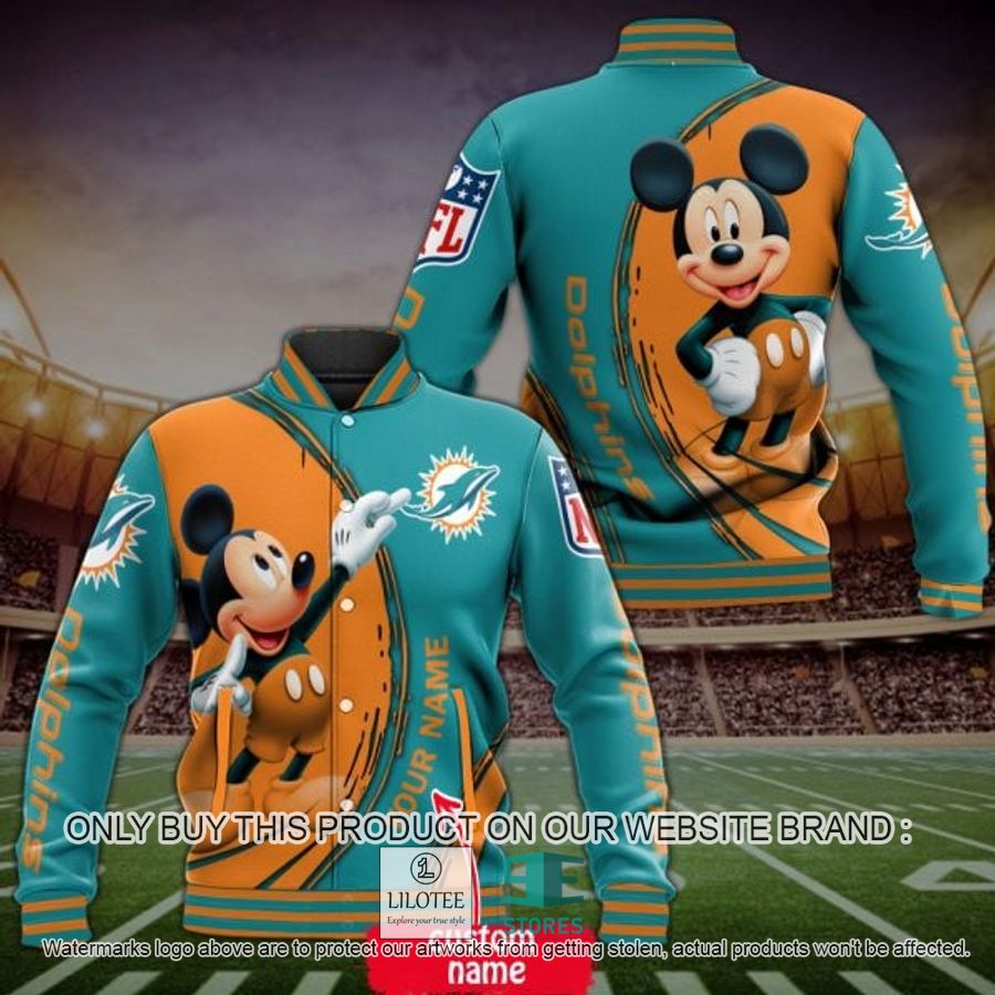 Personalized Mickey Mouse NFL Miami Dolphin Baseball Jacket - LIMITED EDITION 2