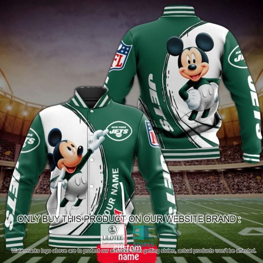 Personalized Mickey Mouse NFL New York Jets Baseball Jacket - LIMITED EDITION 3
