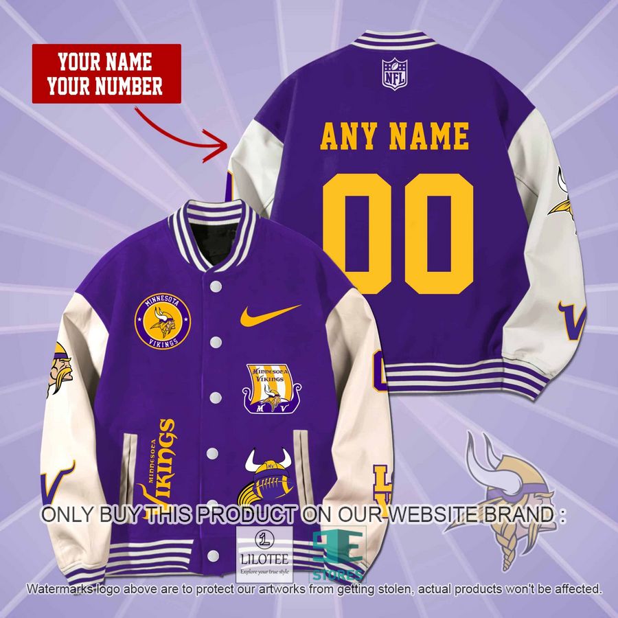 Personalized Minnesota Vikings Nike Baseball Jacket - LIMITED EDITION 8
