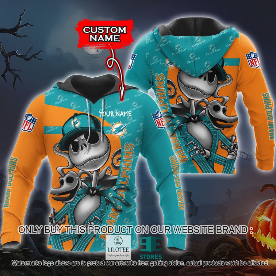 Personalized NFL Jack Skellington Miami Dolphins Shirt, Hoodie - LIMITED EDITION 9