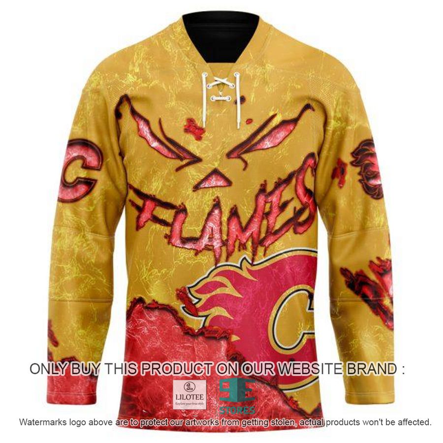 Personalized NHL Calgary Flames Demon Face Hockey Jersey 5