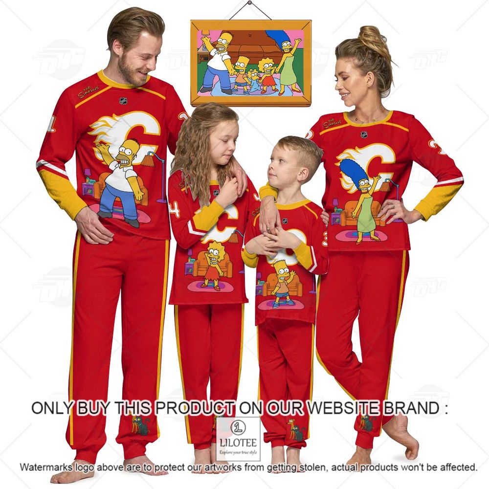 Personalized NHL Calgary Flames Jersey The Simpsons Longsleeve Pajamas Set - LIMITED EDITION 13