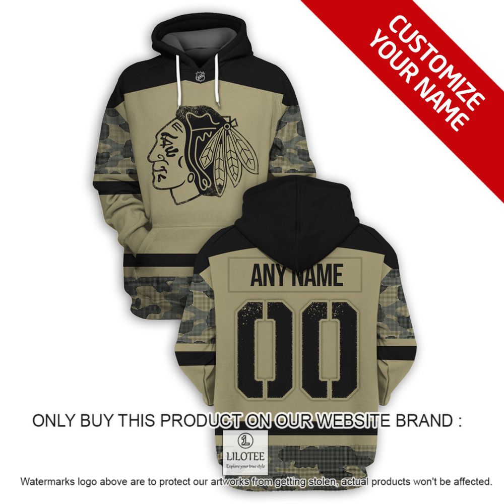 Personalized NHL Chicago Blackhawks Military Jersey Camo 3D Hoodie, Shirt - LIMITED EDITION 17