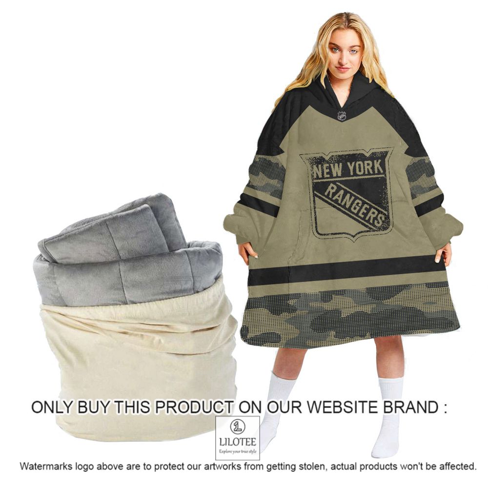 Personalized NHL New York Rangers Military Jersey Camo Oodie Blanket Hoodie - LIMITED EDITION 12