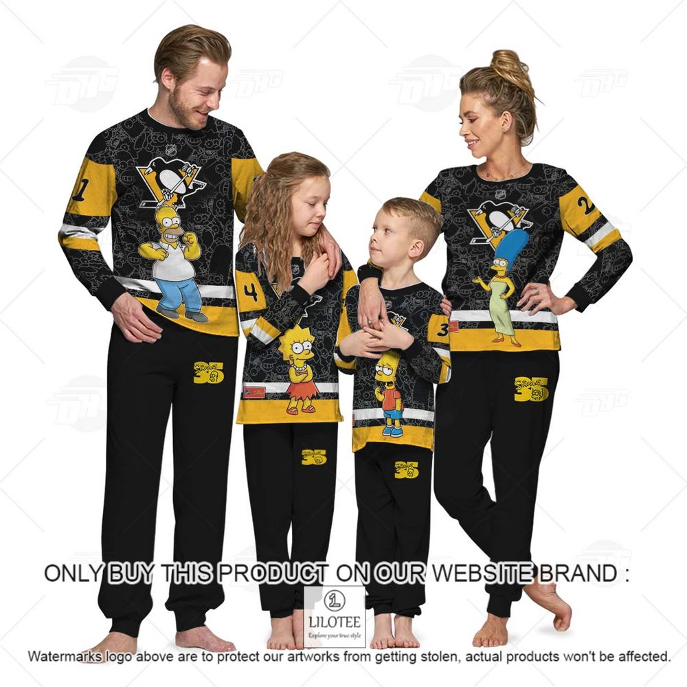 Personalized NHL Pittsburgh Penguins Jersey The Simpsons Longsleeve Pajamas Set - LIMITED EDITION 13