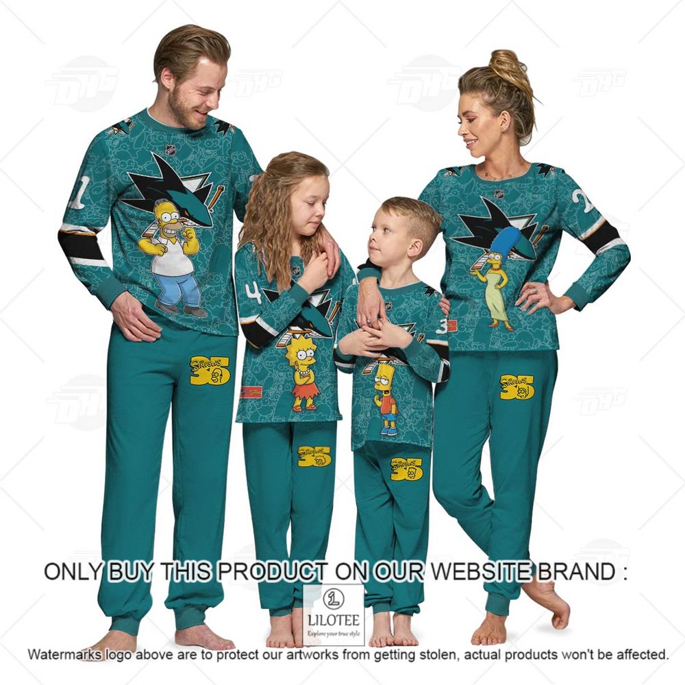 Personalized NHL San Jose Sharks Jersey The Simpsons Longsleeve Pajamas Set - LIMITED EDITION 13