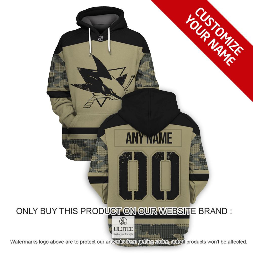 Personalized NHL San Jose Sharks Military Jersey Camo 3D Hoodie, Shirt - LIMITED EDITION 16