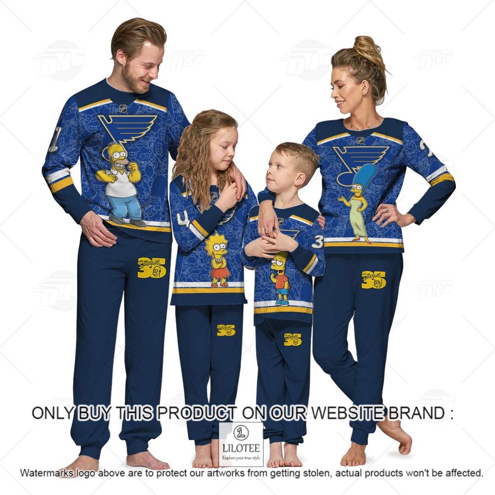 Personalized NHL St. Louis Blues Jersey The Simpsons Longsleeve Pajamas Set - LIMITED EDITION 12