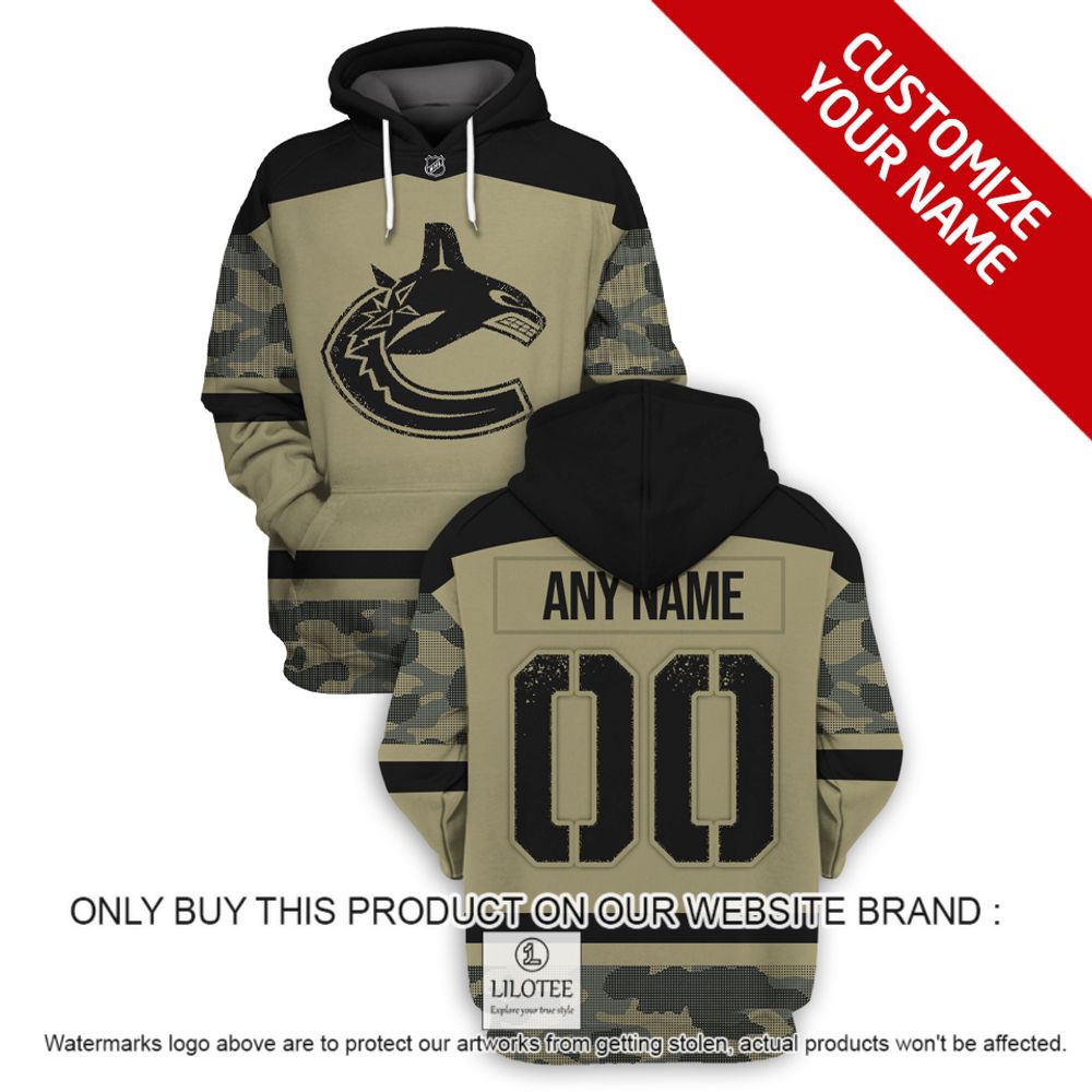 Personalized NHL Vancouver Canucks Military Jersey Camo 3D Hoodie, Shirt - LIMITED EDITION 17