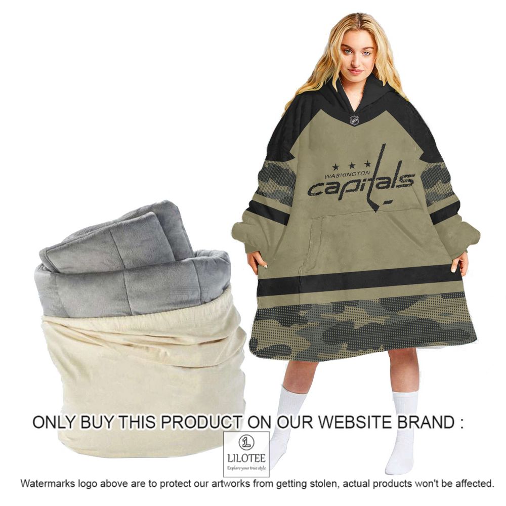 Personalized NHL Washington Capitals Military Jersey Camo Oodie Blanket Hoodie - LIMITED EDITION 12