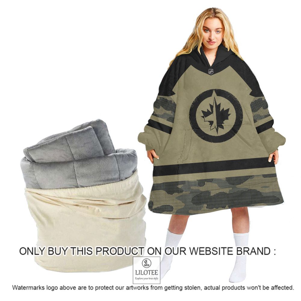 Personalized NHL Winnipeg Jets Military Jersey Camo Oodie Blanket Hoodie - LIMITED EDITION 13