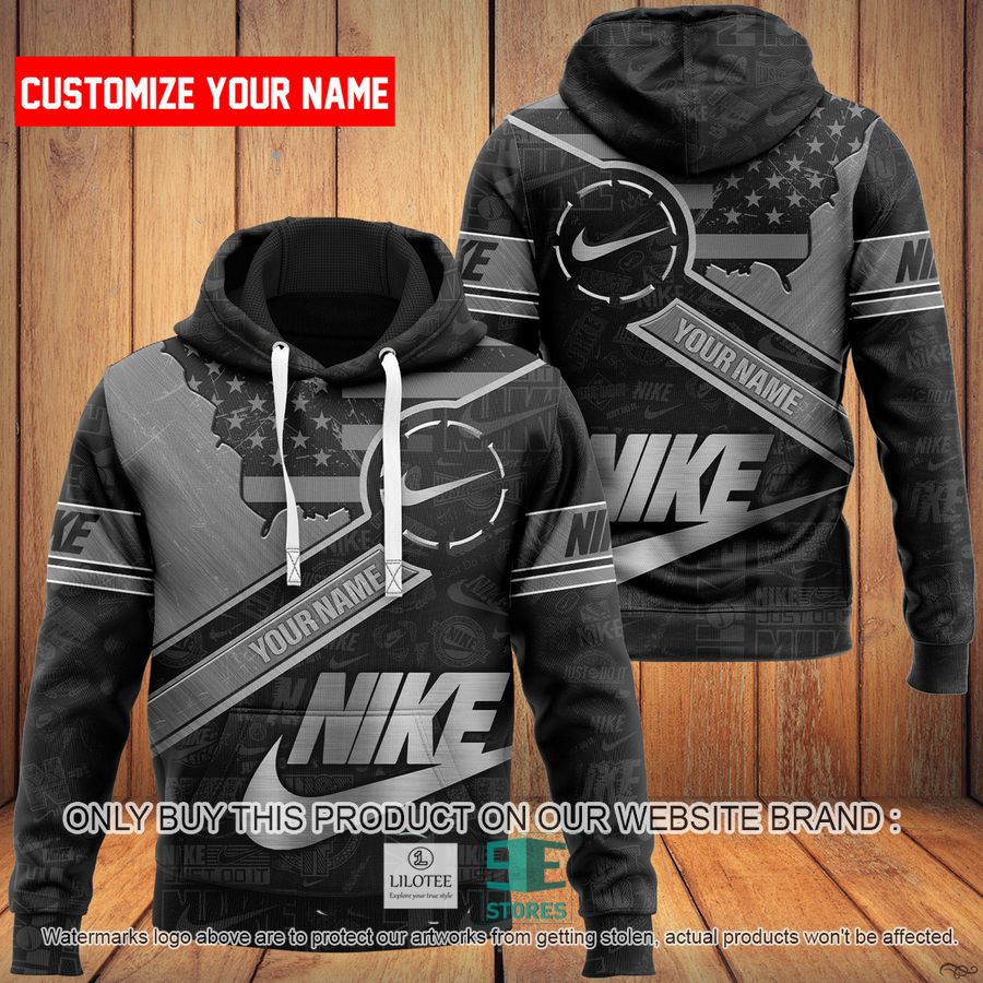 Personalized Nike US Flag Black 3D All Over Print Hoodie 9