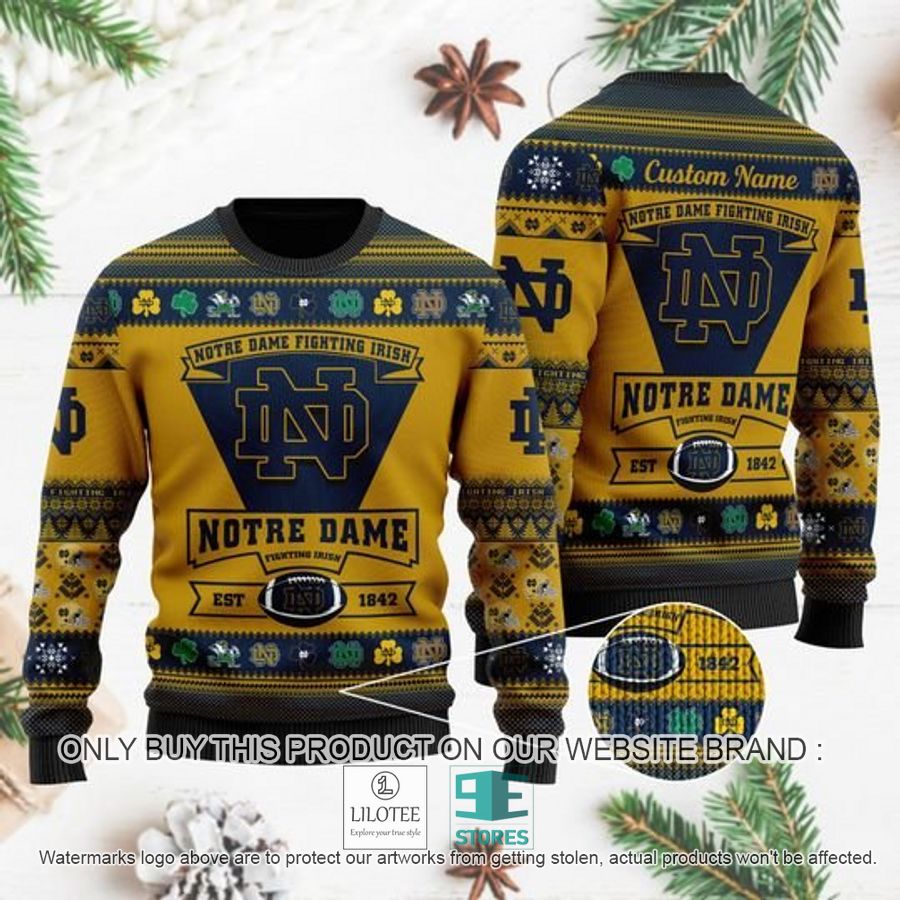Personalized Notre Dame Fighting Irish Football Ugly Chrisrtmas Sweater - LIMITED EDITION 8