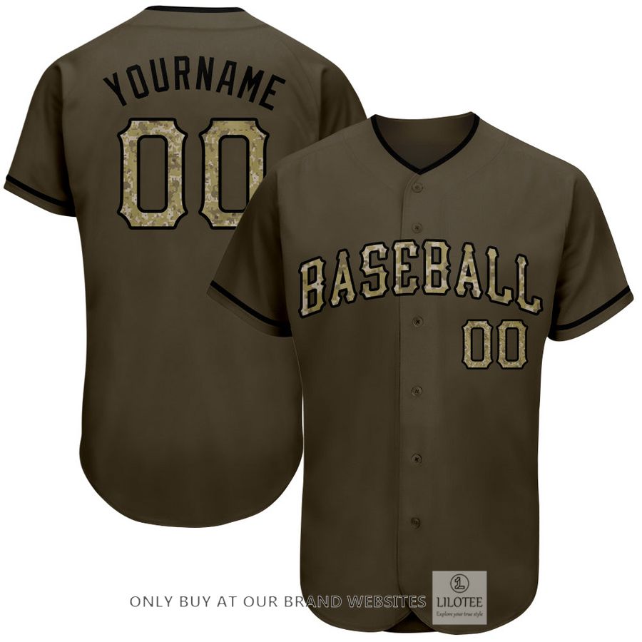 Personalized Olive Black Camo Salute To Service Baseball Jersey - LIMITED EDITION 8