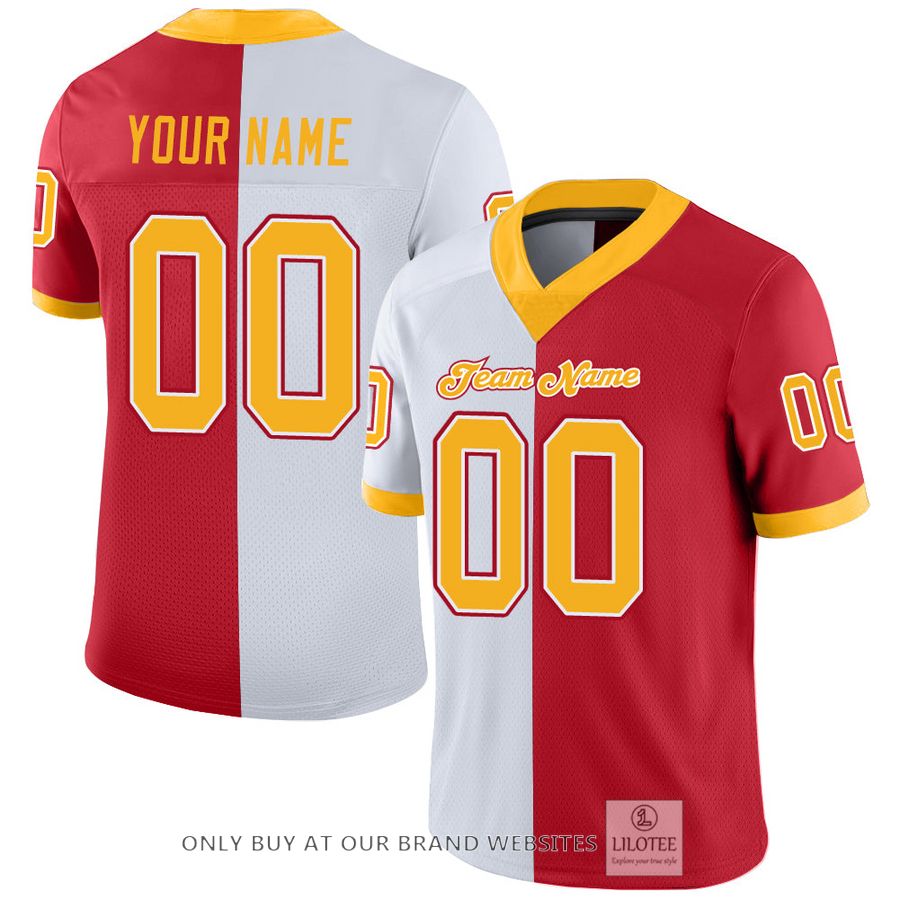 Personalized Scarlet Gold-White Mesh Split Fashion Football Jersey - LIMITED EDITION 24