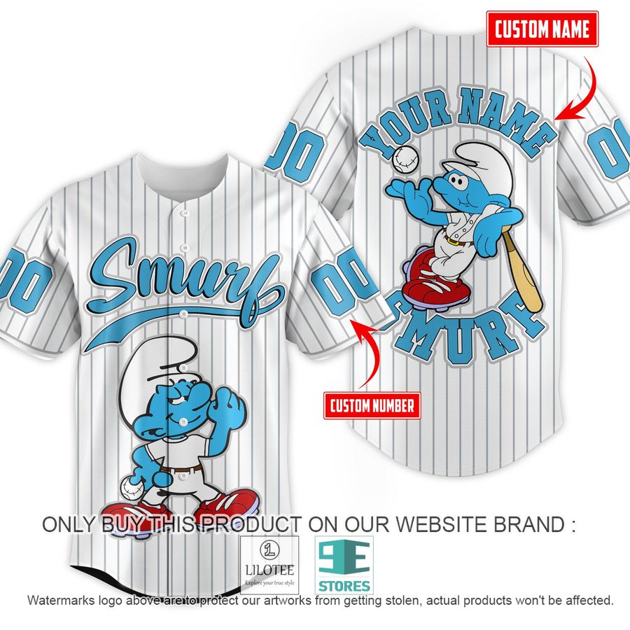 Personalized Smurf striped Baseball Jersey - LIMITED EDITION 6