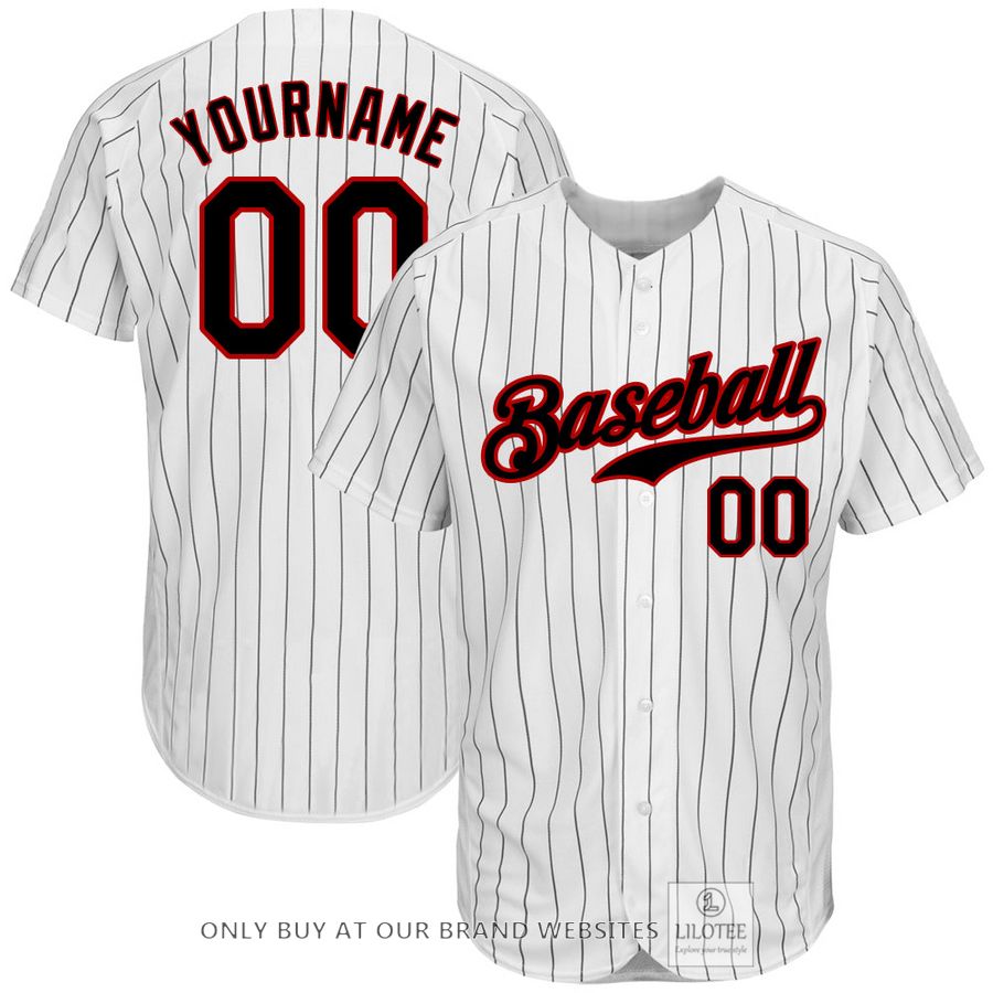 Personalized White Black Pinstripe Black Red Baseball Jersey - LIMITED EDITION 6