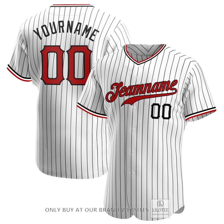 Personalized White Black Pinstripe Red Black Baseball Jersey - LIMITED EDITION 6