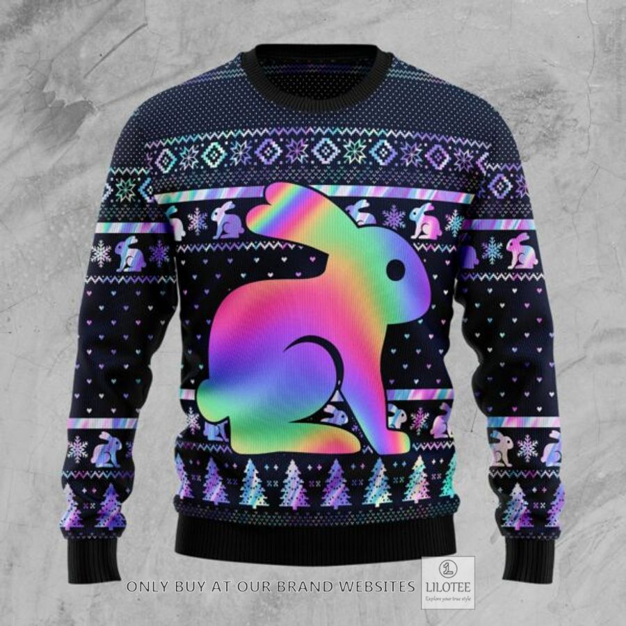 Rabbit Hologram Ugly Christmas Sweatshirt 19