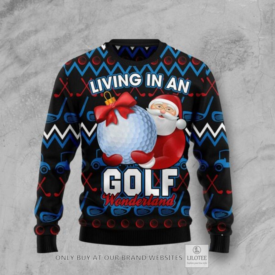 Santa Clause Golf Wonderland Ugly Christmas Sweatshirt 7