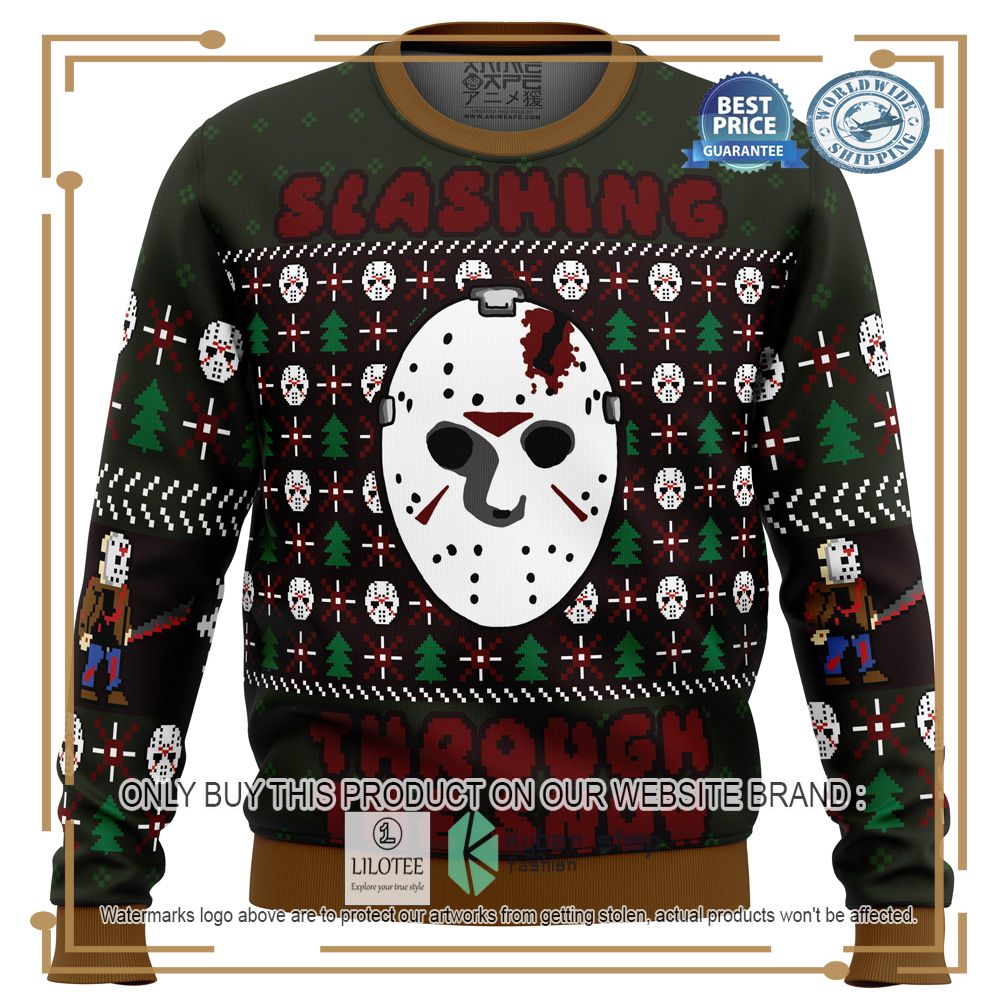 Slashing Through The Snow Jason Voorhees Ugly Christmas Sweater - LIMITED EDITION 7